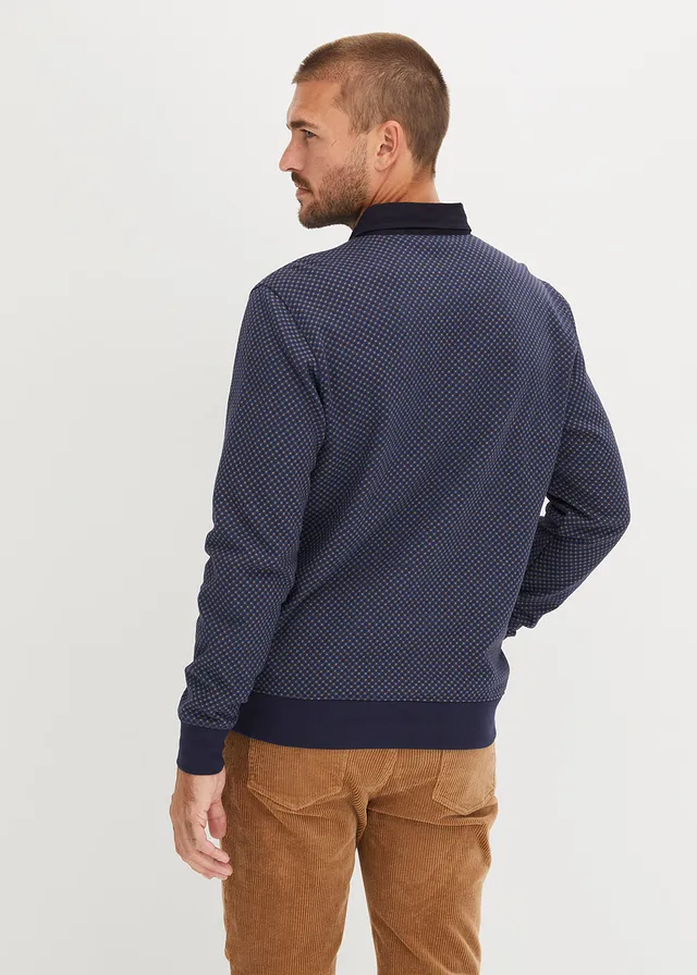Elegante sweater met polokraag • donkerblauw grafische print • product-page.page-title-suffix