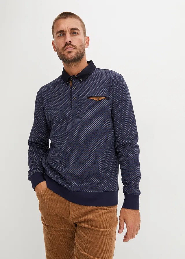 Elegante sweater met polokraag • donkerblauw grafische print • product-page.page-title-suffix