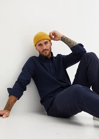 Flanelová košile z čisté bavlny, dlouhý rukáv • tmavě modrá • bonprix obchod