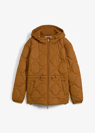 Gewatteerde jas met capuchon, Kleur: cognac