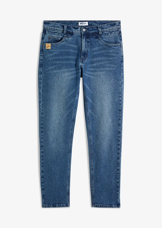 Jean droit extensible en denim épais, Regular, Couleur: bleu denim