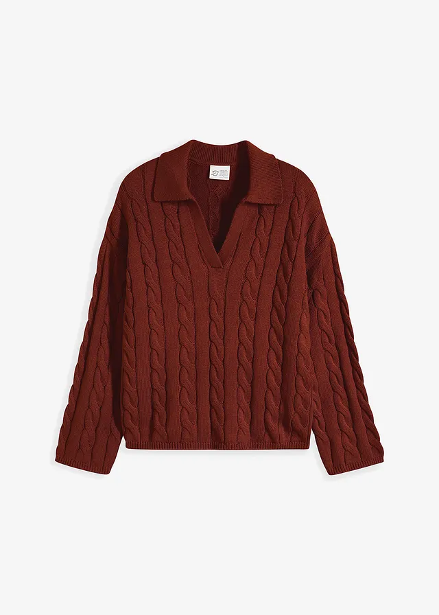 Pulover oversize cu torsade, din cașmir moale