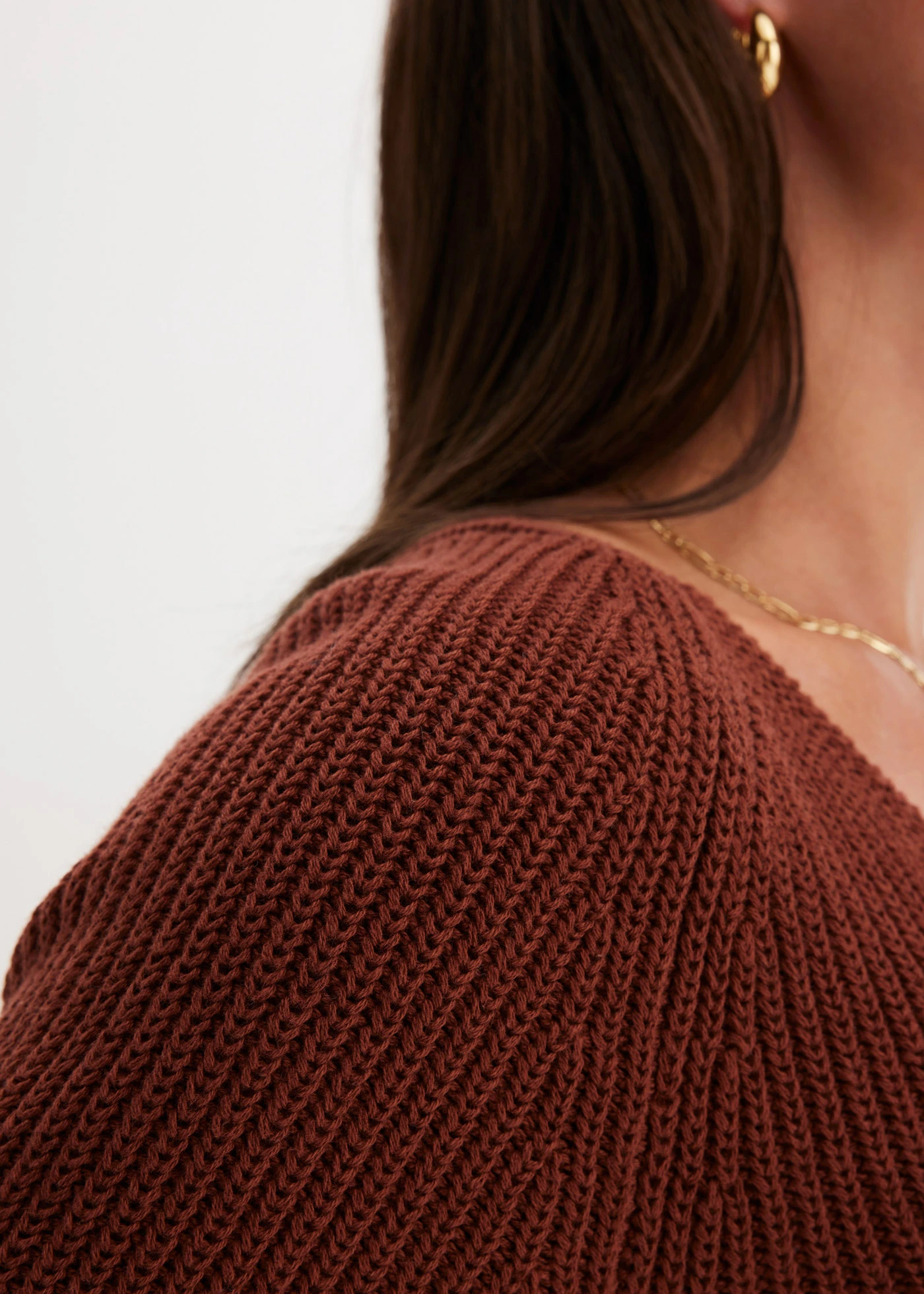 Žebrovaný svetr z čisté bavlny • mahagonová hnědá • bonprix obchod