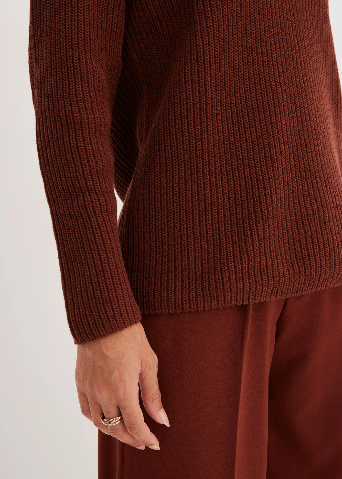 Žebrovaný svetr z čisté bavlny • mahagonová hnědá • bonprix obchod