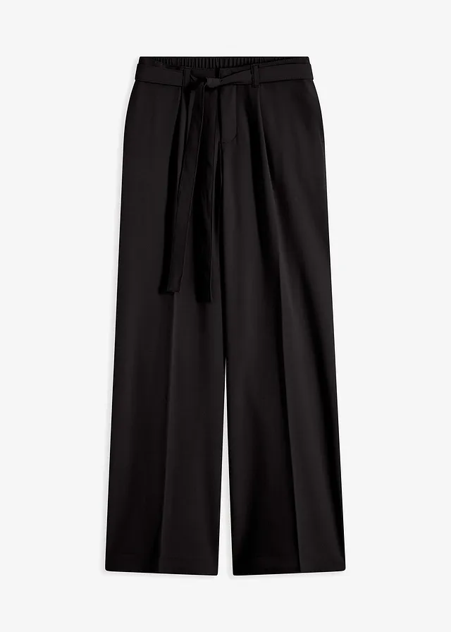 Pantalon à pinces en viscose mélangée, Couleur: noir