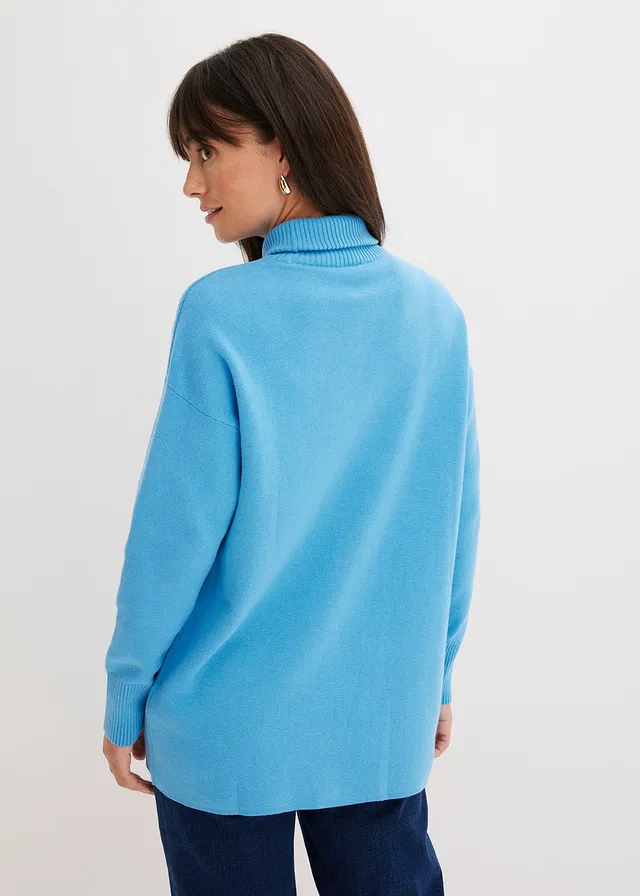 Pull côtelé 100% coton, Couleur: bleu brillant