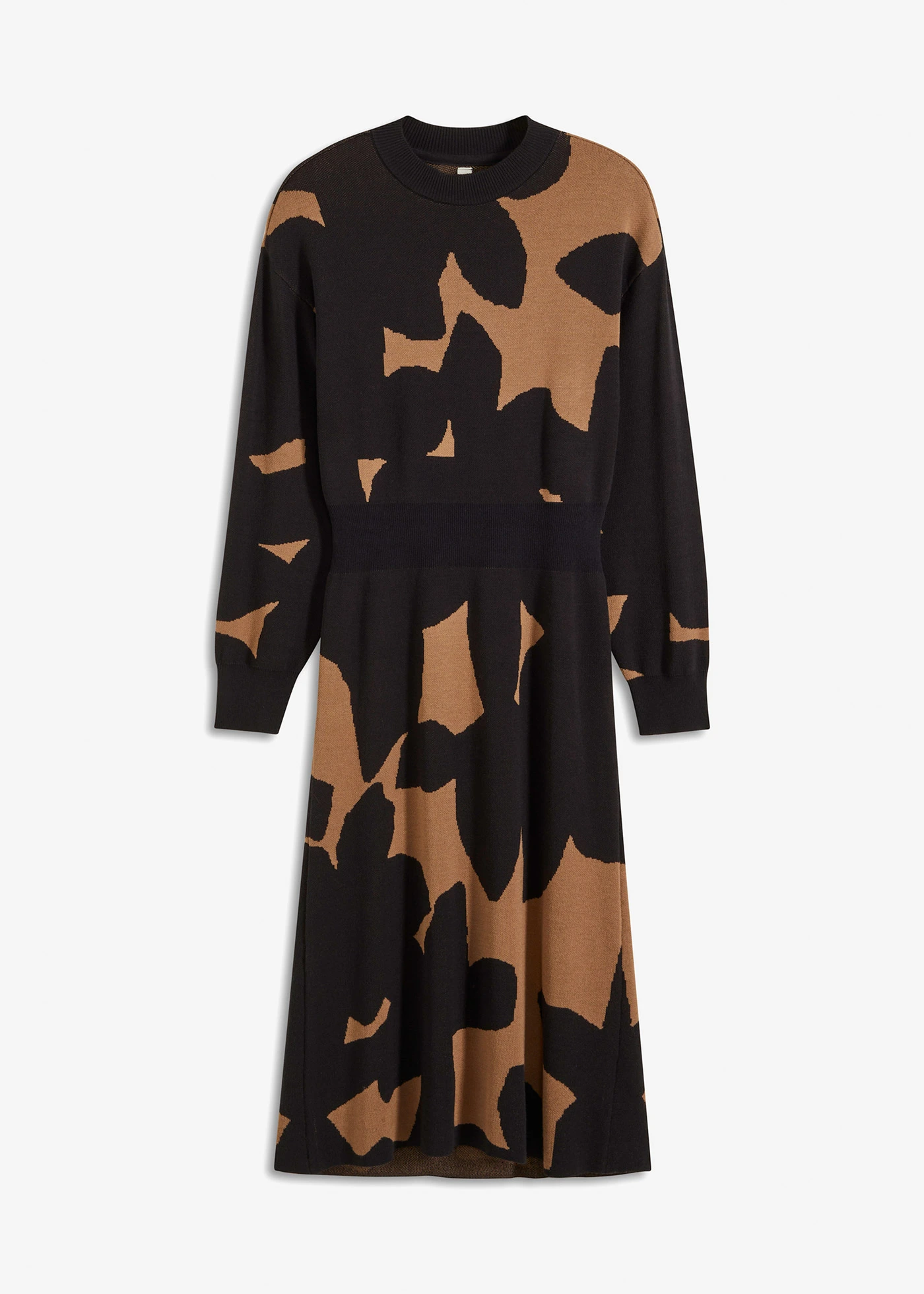 Robe midi en maille • beige-noir floral • Boutique bonprix