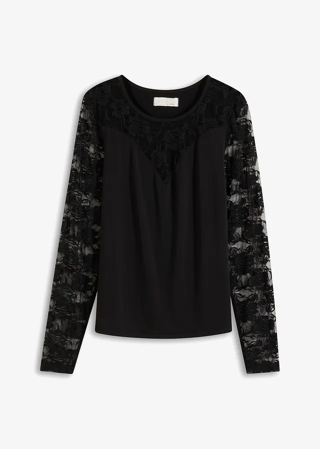 Tričko s dlhým rukávom a čipkou