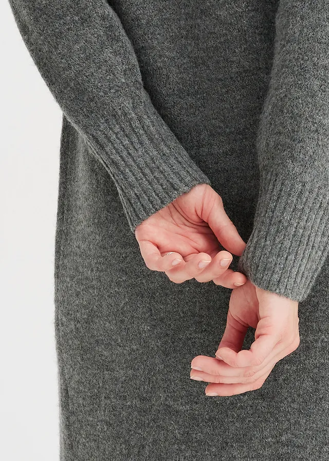 Gebreide jurk met split • antraciet gemêleerd • product-page.page-title-suffix