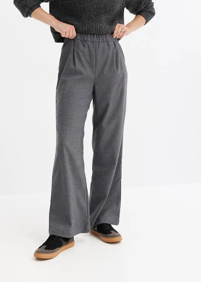 Marlene Dietrich broek in wollen look, Kleur: antraciet gemêleerd