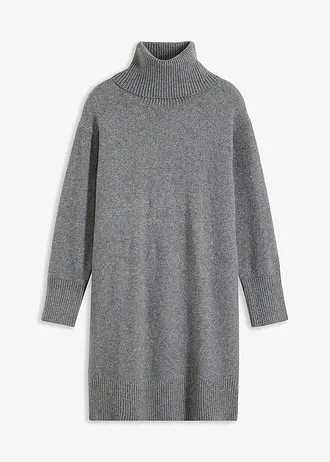 Robe en maille à col roulé, Couleur: gris chiné