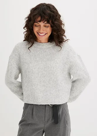 Pull doux en grosse maille • gris clair chiné • Boutique bonprix
