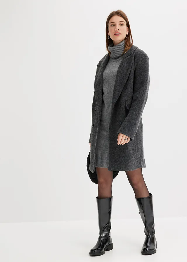 Robe en maille à col roulé, Couleur: gris chiné