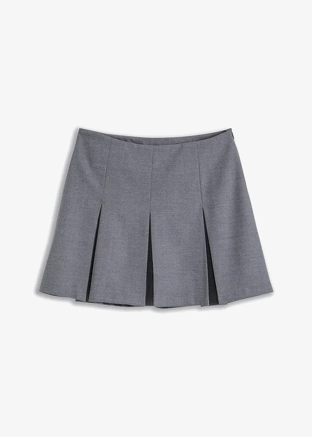 Mini plooirok, Kleur: grijs gemêleerd
