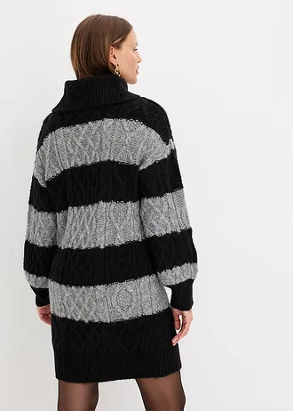 Robe en maille rayée • noir/gris chiné rayé • Boutique bonprix