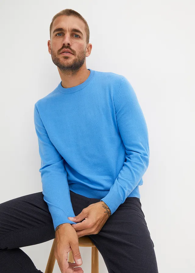 Pull doux en fine maille de coton majoritaire • bleu brillant • product-page.page-title-suffix