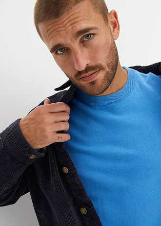 Pull doux en fine maille de coton majoritaire • bleu brillant • Boutique bonprix