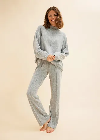 Oversized pyjama van zacht materiaal (2-dlg. set) • grijs gemêleerd • bonprix online shop