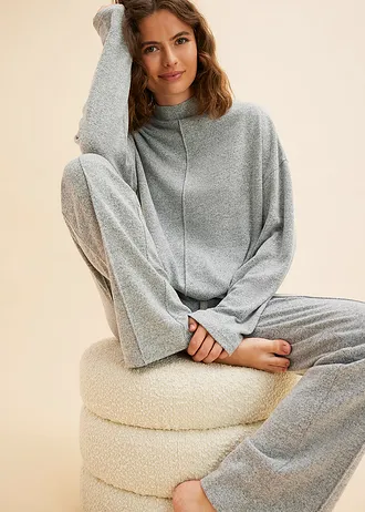 Oversized pyjama van zacht materiaal (2-dlg. set) • grijs gemêleerd • bonprix online shop