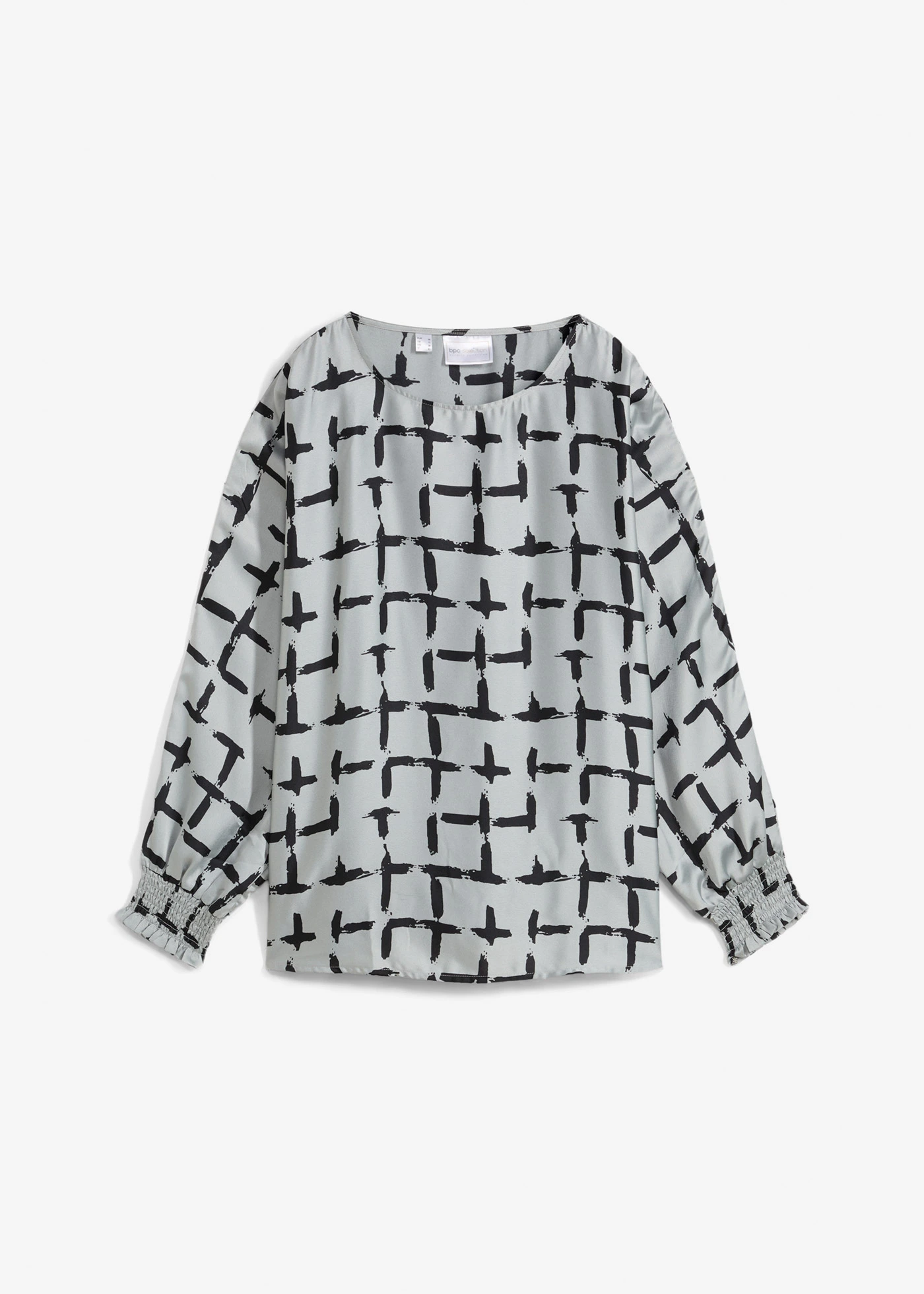 Bluză tip tunică cu mâneci largi liliac • gri-argintiu/negru cu imprimeu • magazin bonprix