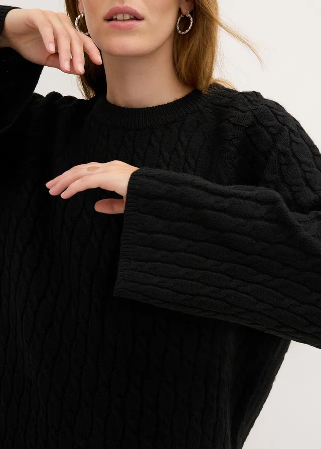 Pull oversize en maille torsadée • noir • product-page.page-title-suffix