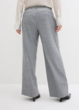 Pantalon à pinces en laine, Couleur: gris chiné