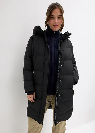 Doudoune imperméable à doublure imprimée, Couleur: noir