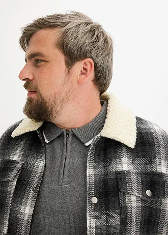 Trui met polokraag en gerecycled materiaal, Kleur: antraciet gemêleerd-wit mêlee