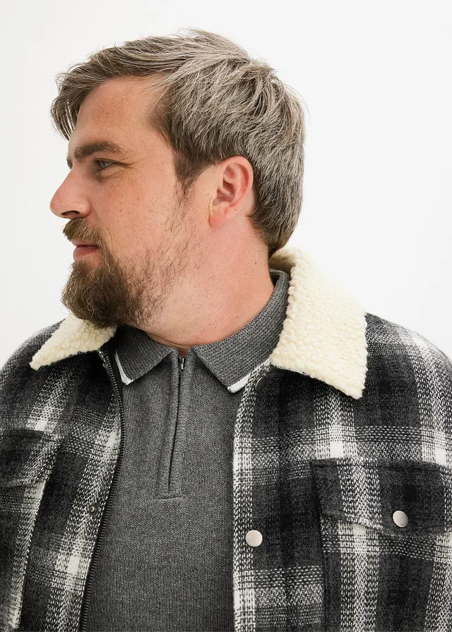 Trui met polokraag en gerecycled materiaal, Kleur: antraciet gemêleerd-wit mêlee