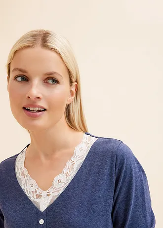 Nočná košeľa s gombičkovou légou • tmavomodrá  melírované • obchod bonprix