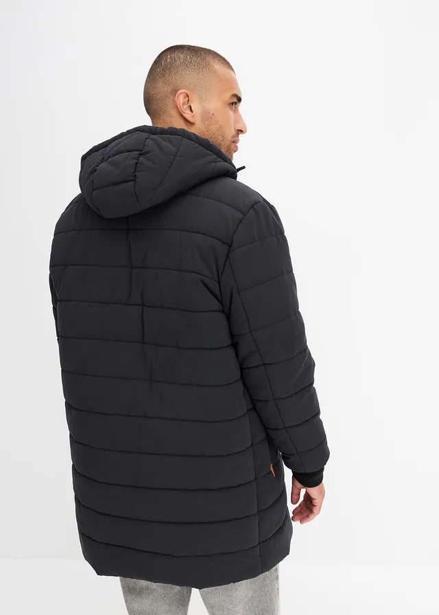 Parka matelassée et rembourrée à capuche et détails enduits • noir • product-page.page-title-suffix