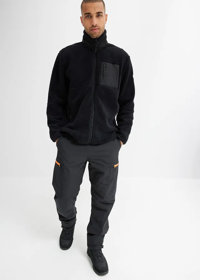 Veste en polaire peluche, Couleur: noir