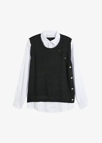 Trui met blouse-inzetstuk