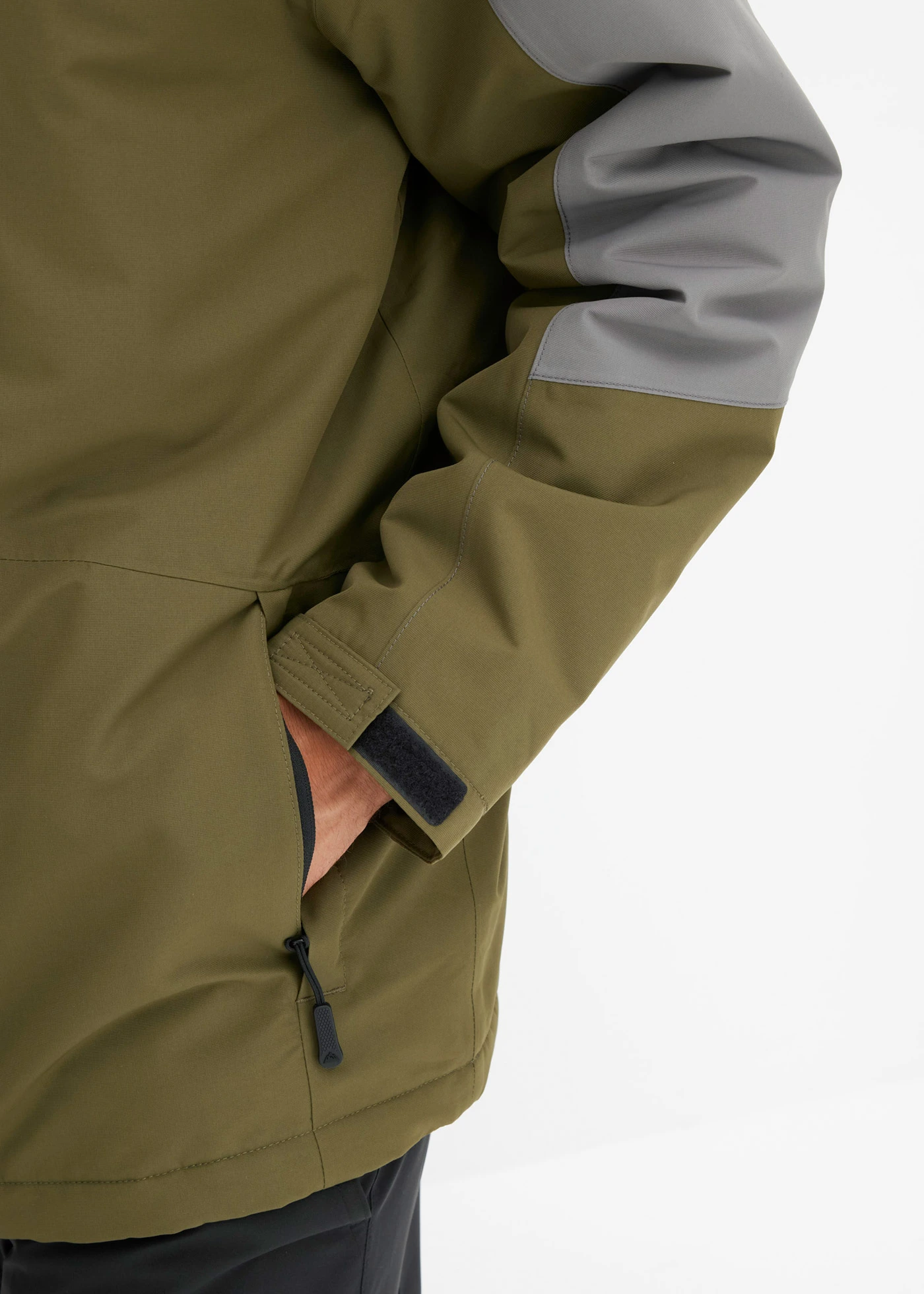 Waterdichte outdoor winterjas met afneembare capuchon • donkerolijfgroen- rookgrijs • bonprix online shop