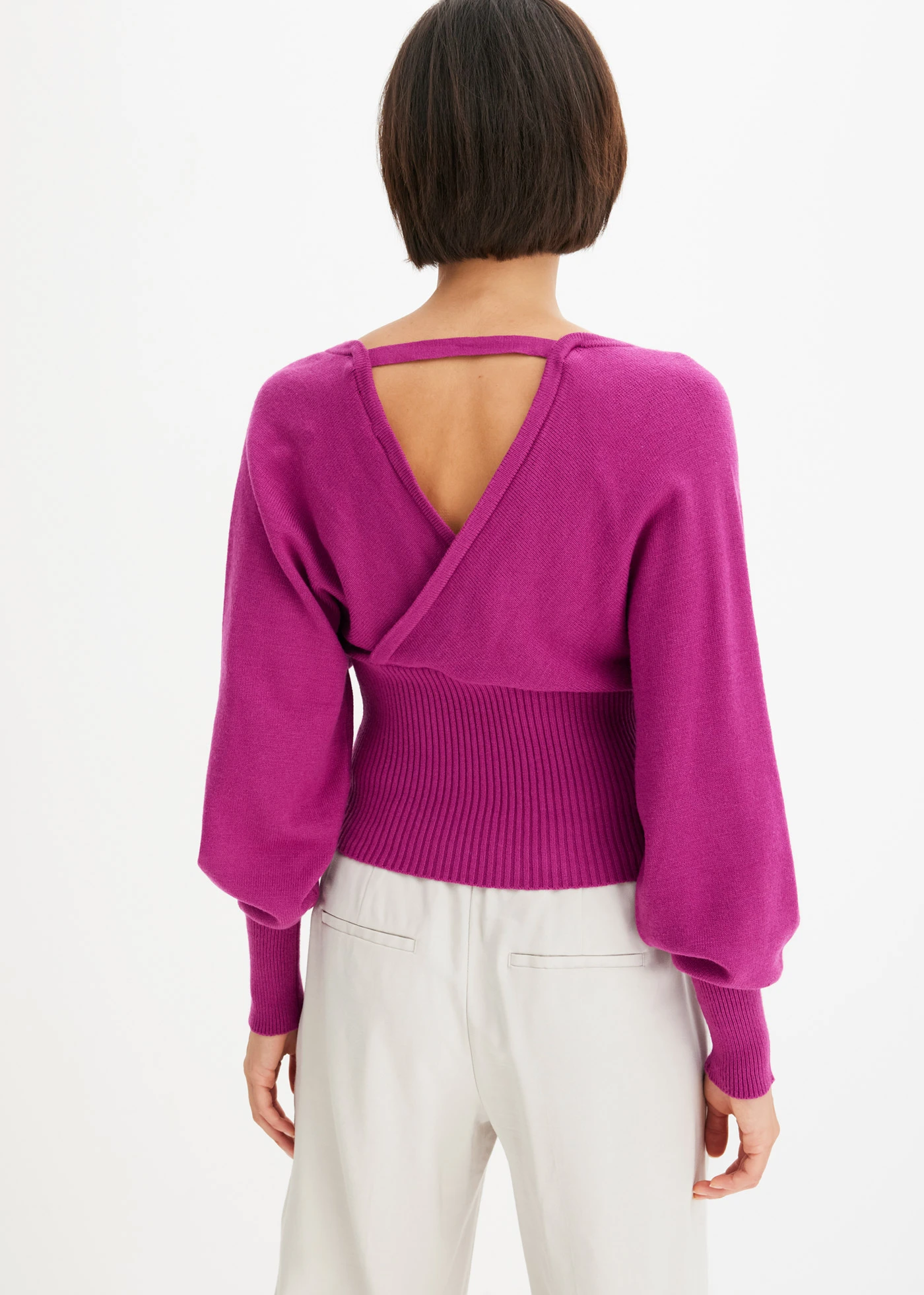 Svetr ze splývavé směsi s viskózou • bobulová • bonprix obchod