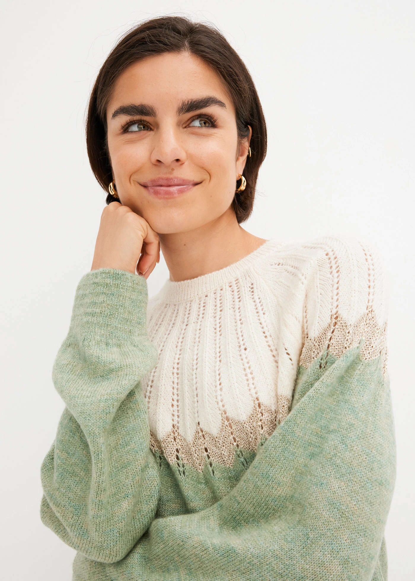 Pulover ajurat • verde-mentă • magazin bonprix