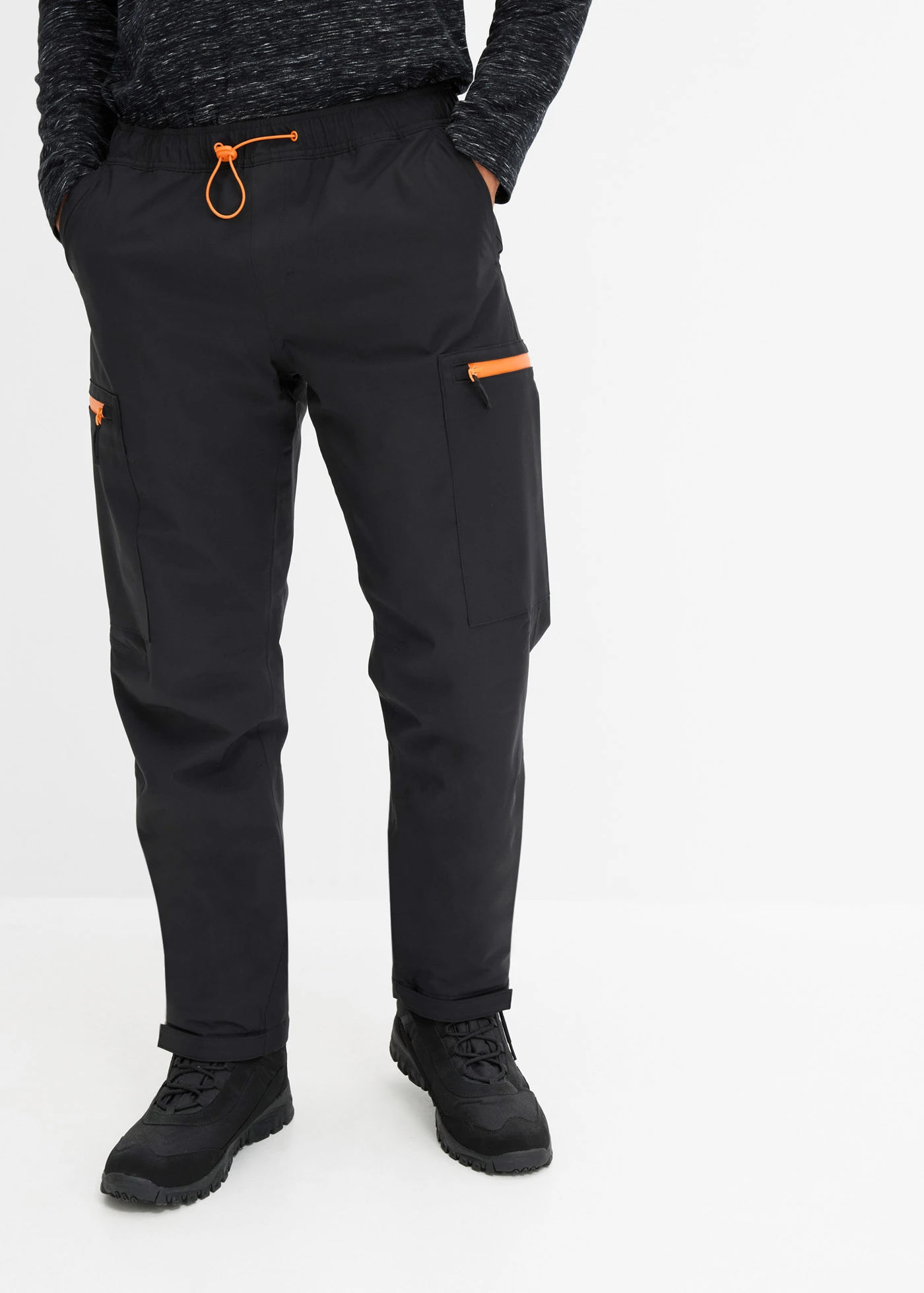 Pantalon cargo imperméable et chaud, coupe ample • noir • Boutique bonprix