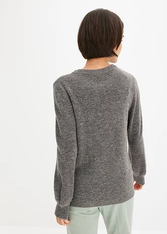 Trui met ballonmouwen, Kleur: antraciet gemêleerd
