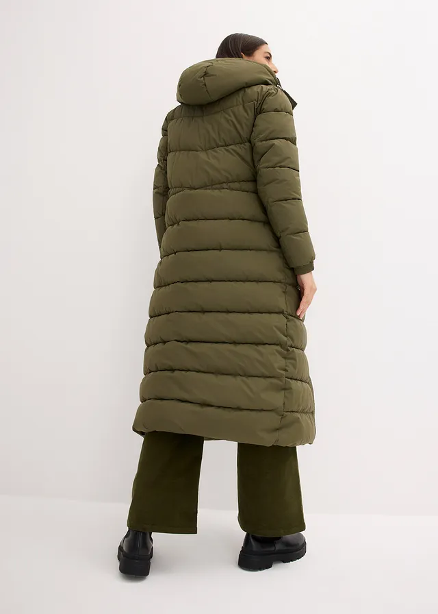 Doudoune longue à capuche, Couleur: olive foncé