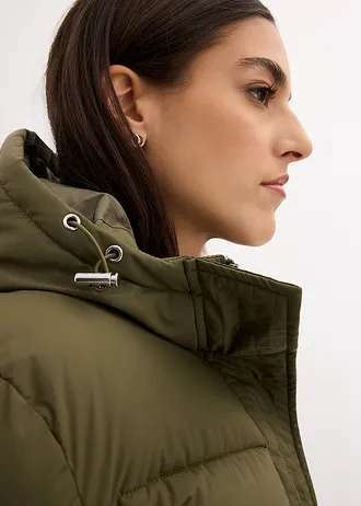 Manteau long matelassé avec capuche • olive foncé • Boutique bonprix