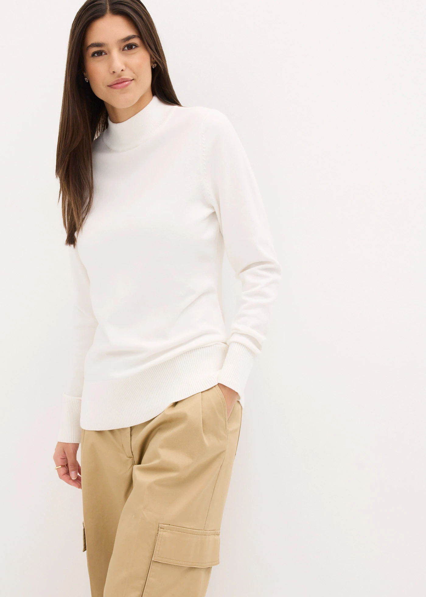 Pulover din tricotaj fin • ecru • magazin bonprix