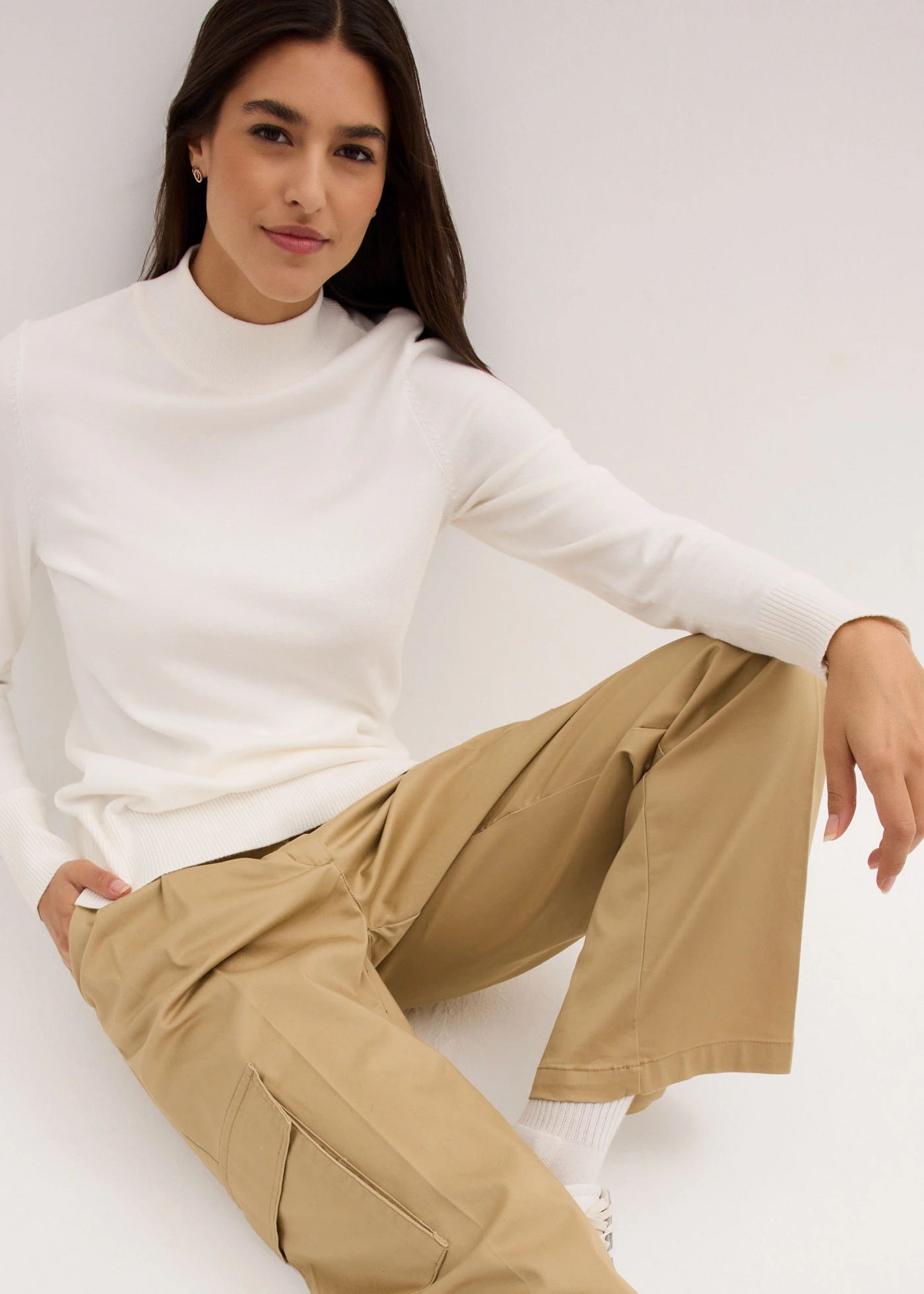 Pulover din tricotaj fin • ecru • magazin bonprix