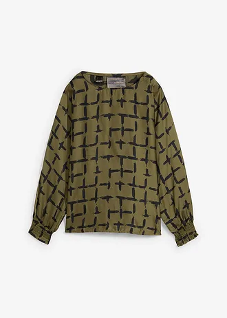 Tuniek met vleermuismouwen, Kleur: donkerolijfgroen/zwart