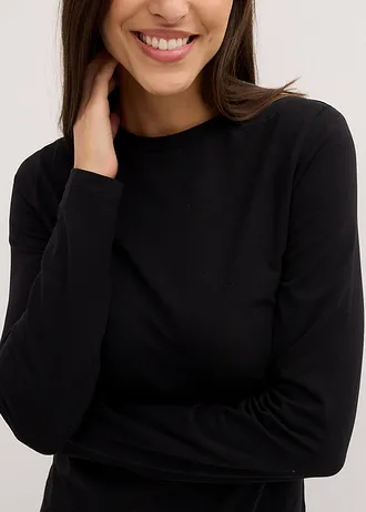 Lot de 2 T-shirts manches longues slim • noir • Boutique bonprix