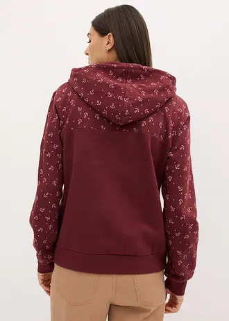 Hoodie met ritssluiting van biologisch katoen, Kleur: donkerbessen