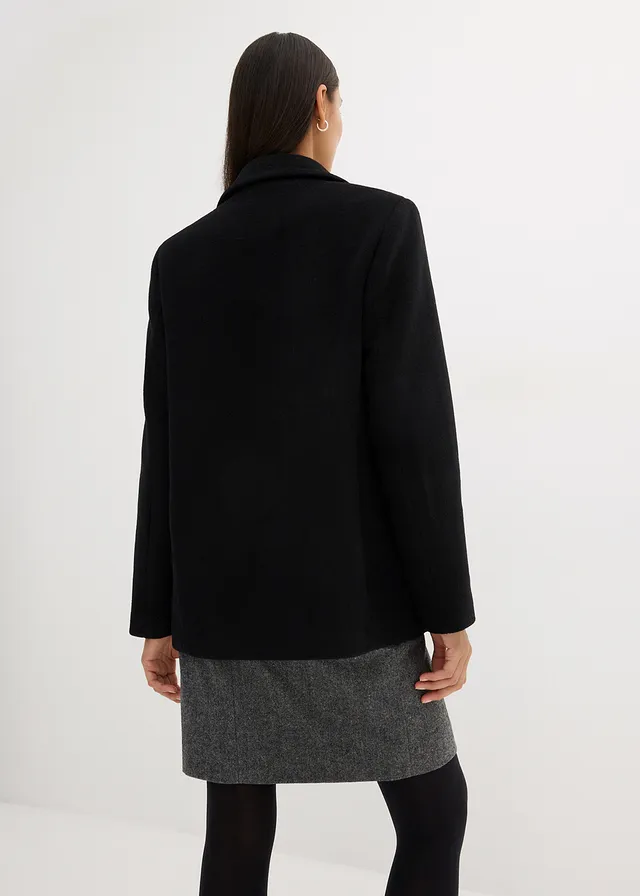 Peacoat van wol, Kleur: zwart
