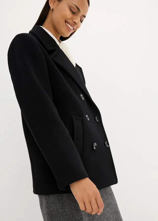 Peacoat van wol • zwart • product-page.page-title-suffix
