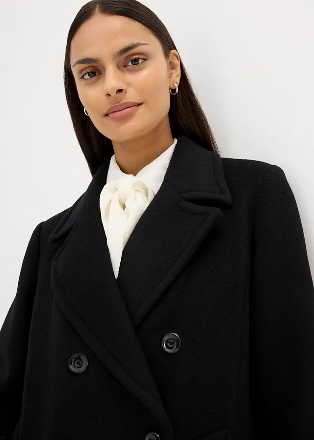 Peacoat van wol • zwart • product-page.page-title-suffix