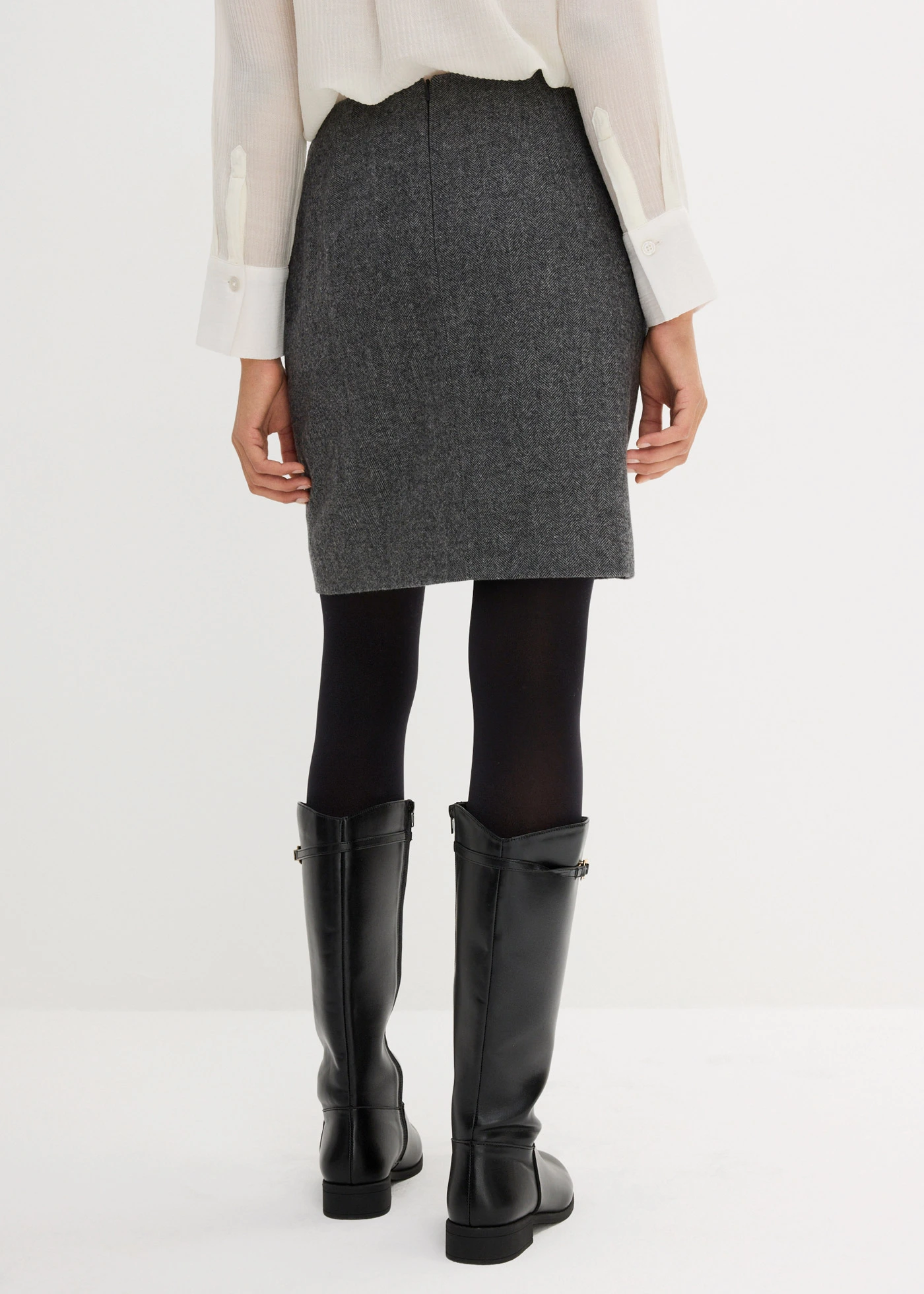 Wollen rok met visgraatpatroon • middengrijs gemêleerd • bonprix online shop