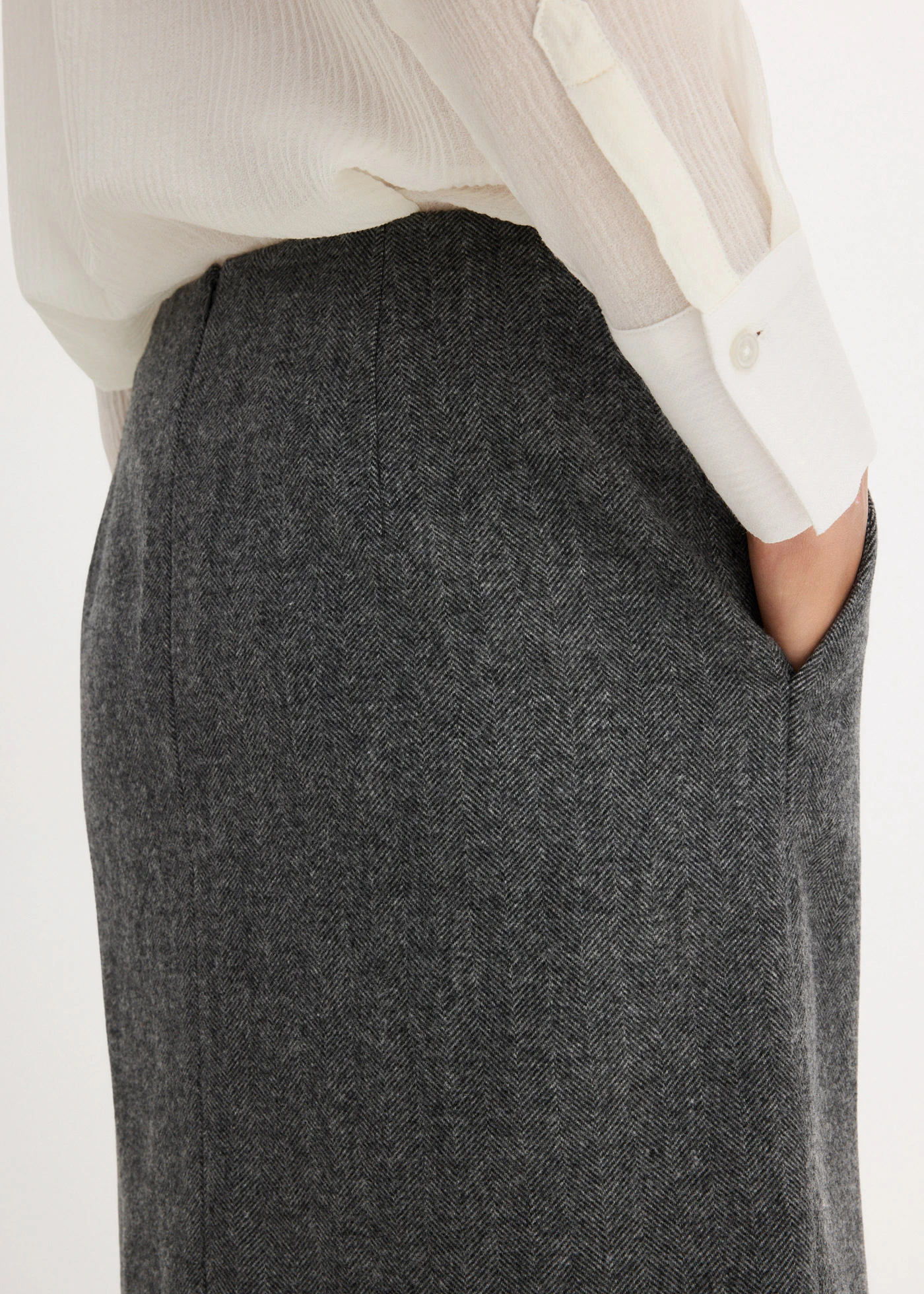 Wollen rok met visgraatpatroon • middengrijs gemêleerd • bonprix online shop